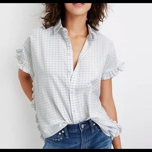 Madewell | Windowpane Ruffle-Side Shirt